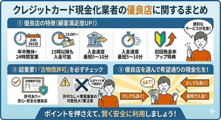 クレジットカード現金化業者の優良店に関するまとめ