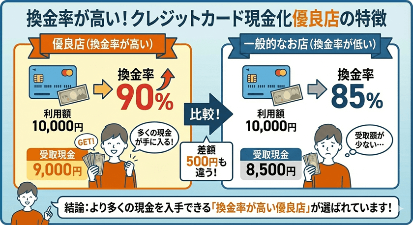 換金率が高いクレジットカード現金化優良店