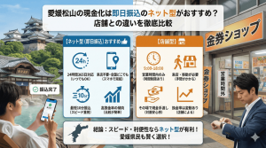 愛媛松山の現金化は即日振込のネット型がおすすめ？店舗との違いを徹底比較