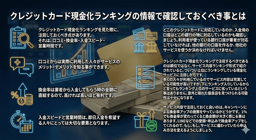 クレジットカード現金化ランキングの情報で確認しておくべき事とは