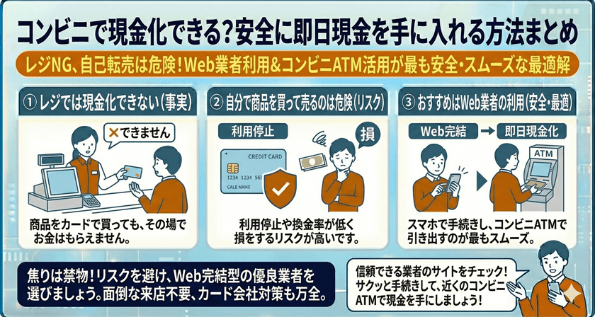 コンビニで現金化できる？安全に即日現金を手に入れる方法まとめ