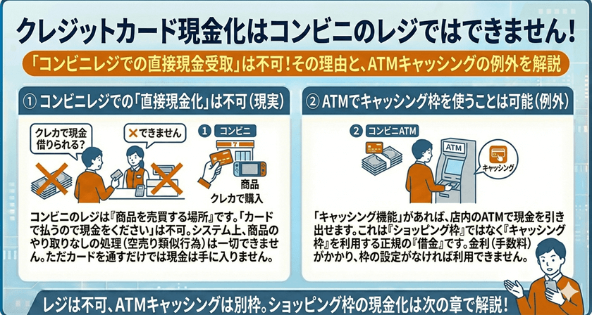 クレジットカード現金化はコンビニのレジではできません