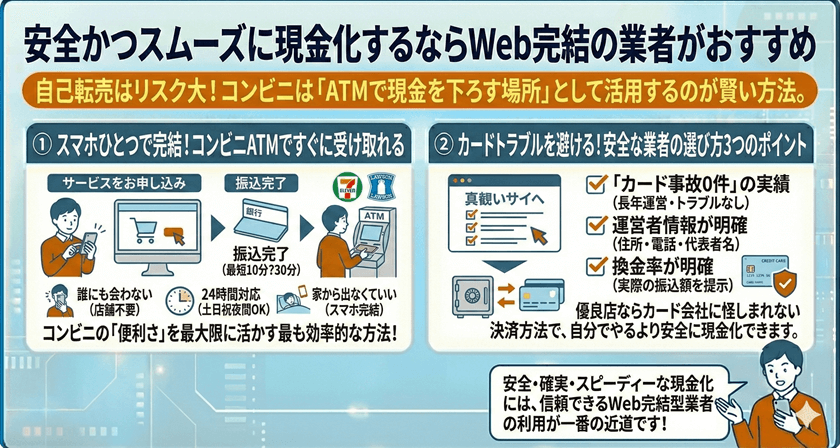 安全かつスムーズに現金化するならWeb完結の業者がおすすめ