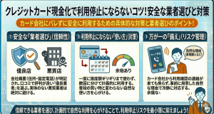 クレジットカード現金化で利用停止にならないコツ！安全な業者選びと対策