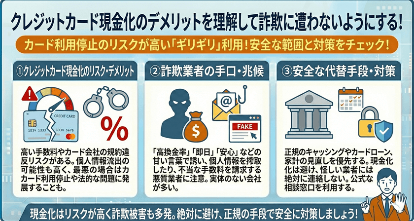 クレジットカード現金化のデメリットを理解して詐欺に遭わないようにする！