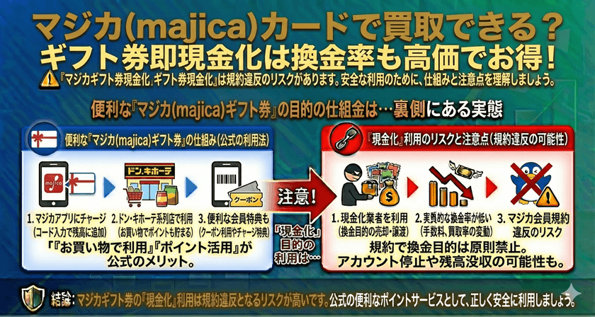 マジカ(majica)カードで買取できる？ギフト券即現金化は換金率も高価でお得！