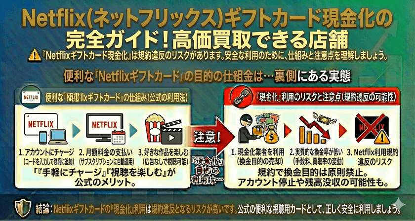Netflix(ネットフリックス)ギフトカード現金化の完全ガイド！高価買取できる安全な店舗サイト案内