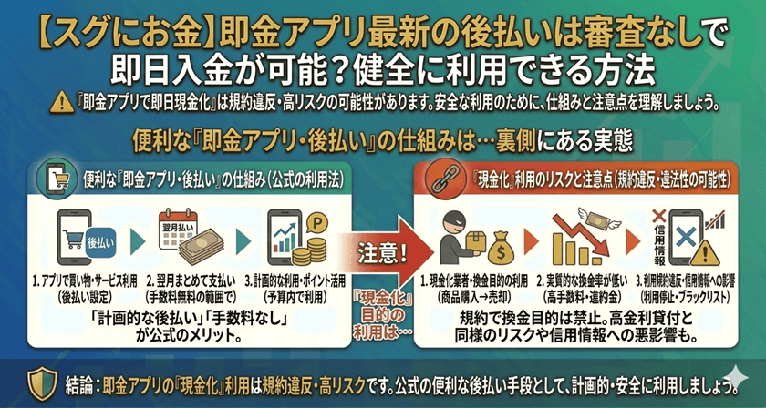 【スグにお金】即金アプリ最新の後払いは審査なしで即日入金が可能？健全に利用できる方法