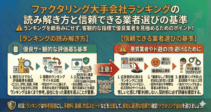 ファクタリング大手会社ランキングの読み解き方と信頼できる業者選びの基準