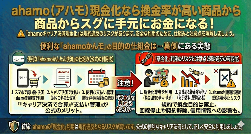 ahamo(アハモ)現金化なら換金率が高い商品からスグに手元にお金になる！