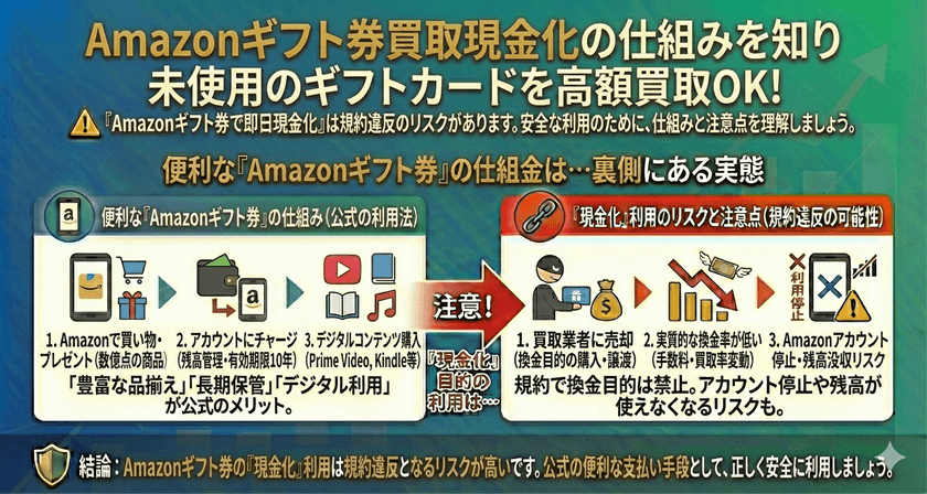Amazonギフト券買取現金化の仕組みで未使用のギフトカードを高額買取OK！