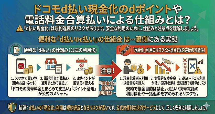 ドコモd払い現金化のdポイントや電話料金合算払いによる仕組みとは？