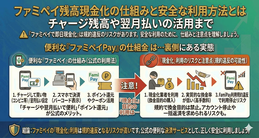 ファミペイ残高現金化の仕組みと安全な利用方法とはチャージ残高や翌月払いの活用まで