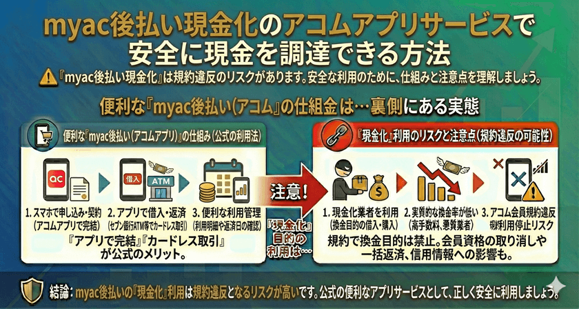 myac後払い現金化のアコムアプリサービスで安全に現金を調達できる方法