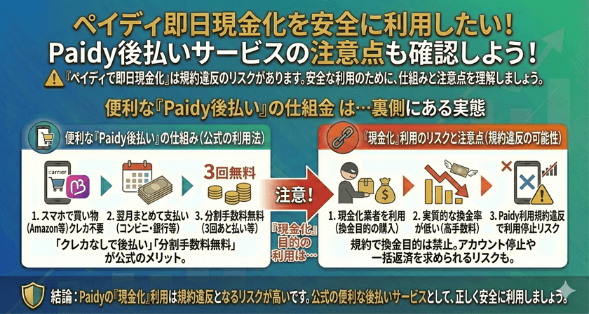 ペイディ即日現金化を安全に利用したい！Paidy後払いサービスの注意点も確認しよう！