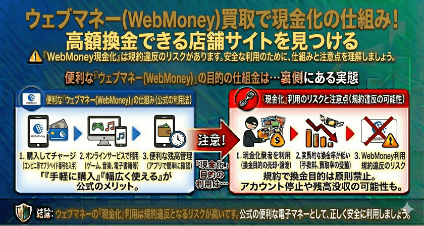ウェブマネー(WebMoney)買取で現金化の仕組み！高額換金できる店舗サイトを見つける