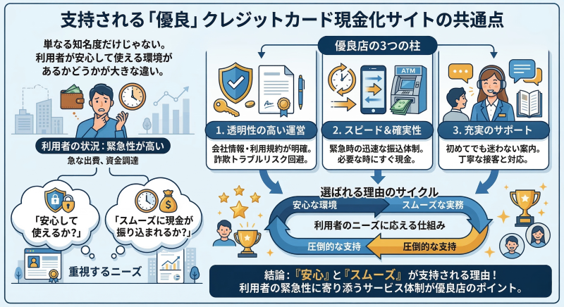 優良クレジットカード現金化サイトの共通点