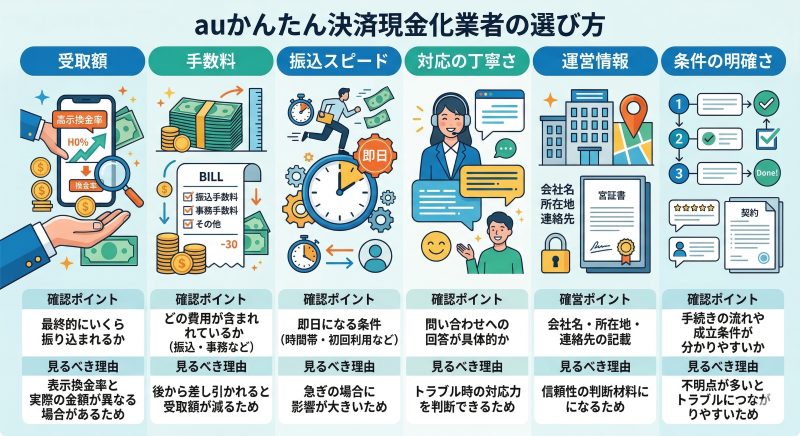 auかんたん決済現金化・業者の選び方