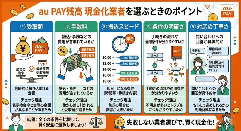 aupay現金化の業者選び