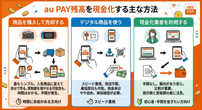 aupay残高を現金化する方法