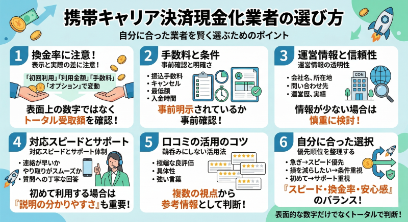 携帯キャリア決済現金化の業者の選び方