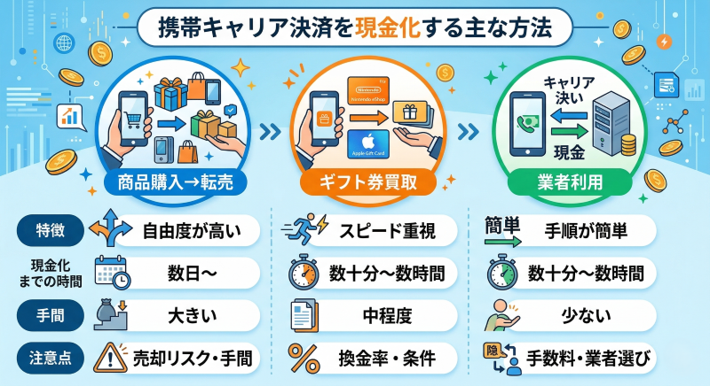 携帯キャリア決済現金化の方法