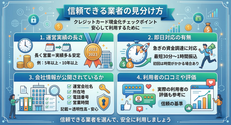 クレジット現金化・信頼できる業者の見分け方