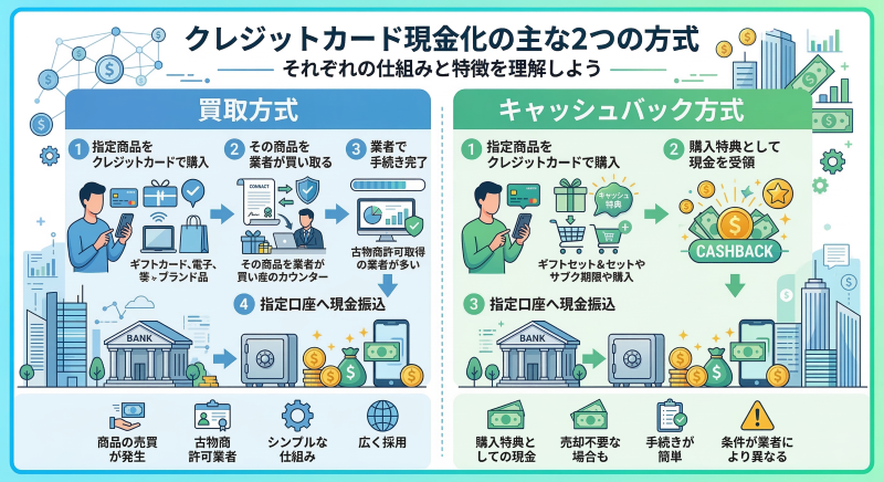 クレジット現金化の仕組み・主な方式