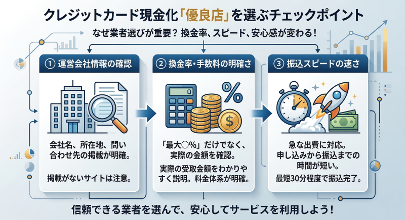 クレジットカード現金化サイト優良店を選ぶポイント
