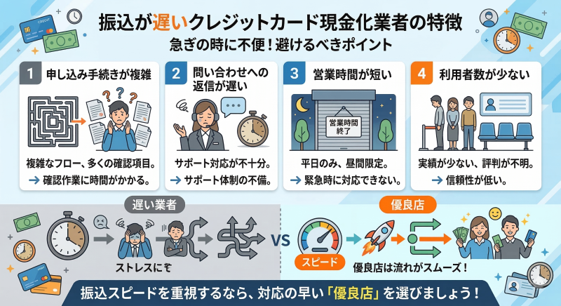 クレジットカード現金化サイトのスピードが遅い業者