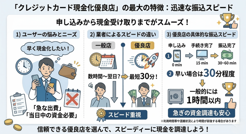 クレジットカード現金化サイト優良店のスピード