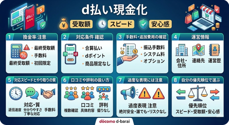 d払い現金化業者の選び方